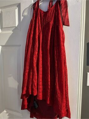 Urban Outfitters Red Lace Tie-Shoulder A-Line Dress
